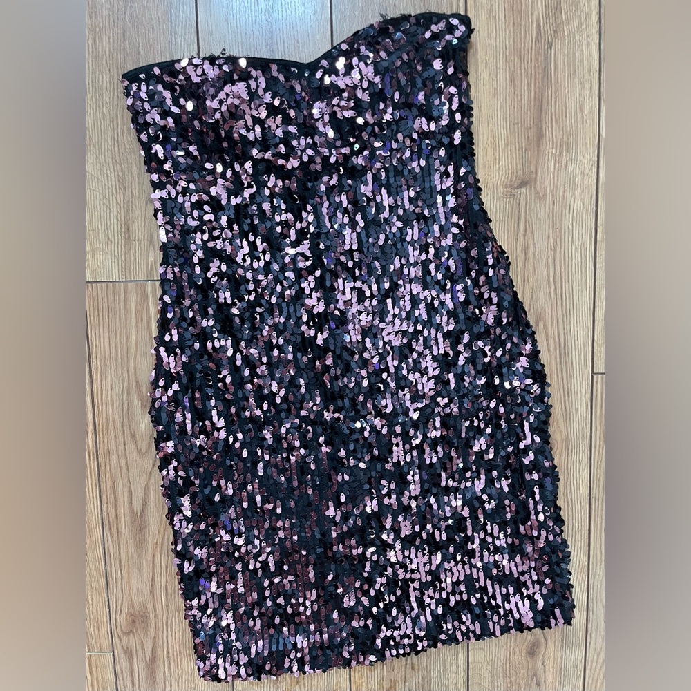 Y2K As U Wish Sequin Strapless Mini Cocktail Dress - Pink + Black | Sz: S ***
